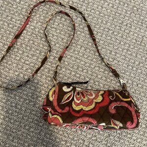 Vera Bradley Purse Mini Crossbody Bag Puccini Dainty Brown Pink Floral Quilted